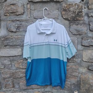 Under Armour Polo T Shirt Mens Size XXL Multicolor Striped Short Sleeve Collared